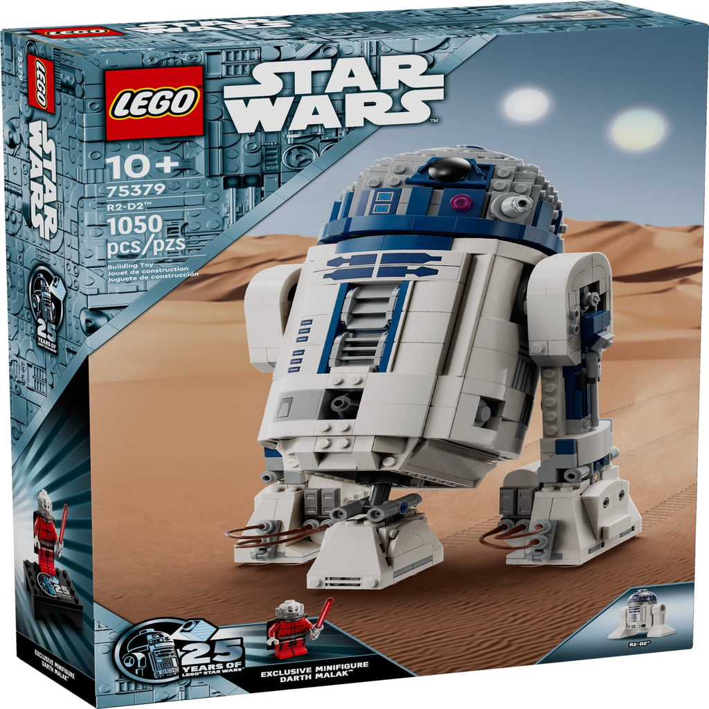 LEGO Star Wars R2-D2 Brick Built Droid Figure, Collectible Star Wars Room Décor with Exclusive 25th Anniversary Minifigure Darth Malak, Creative Play
