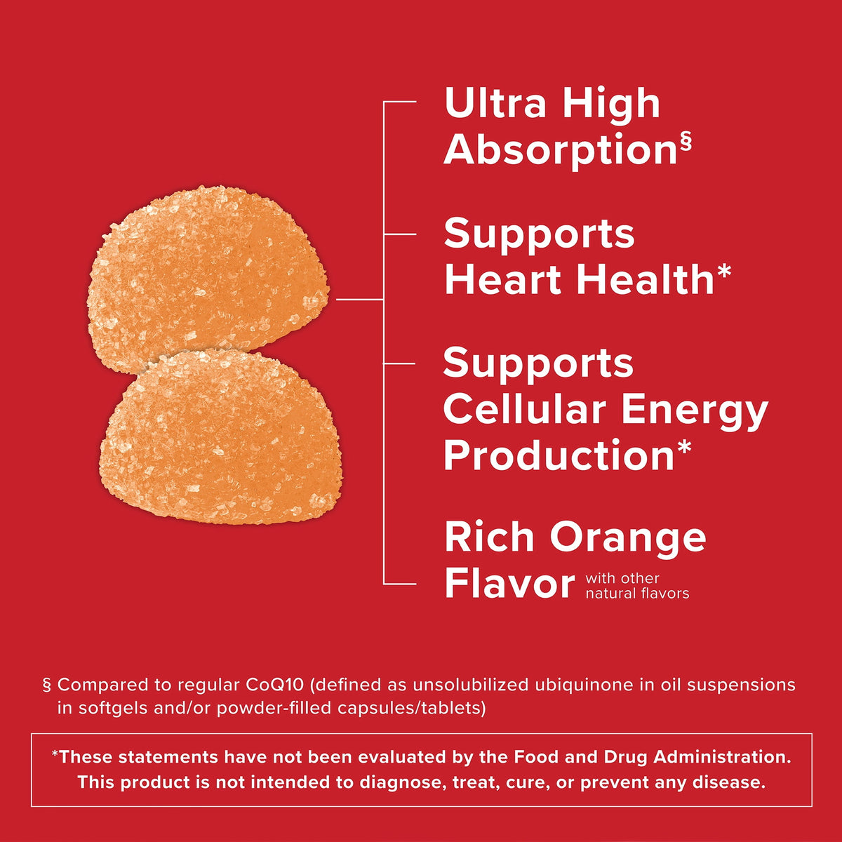 Qunol CoQ10 Gummies, 100mg,  Ultra-High Absorption, Heart Health Supplement, 60 Count
