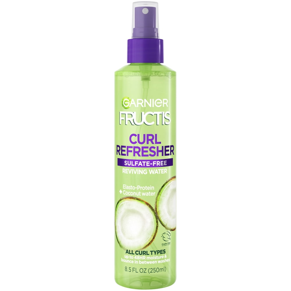 Garnier Fructis Curl Refresher Reviving Water Spray with Coconut Water for men and women, 8.5 fl oz
