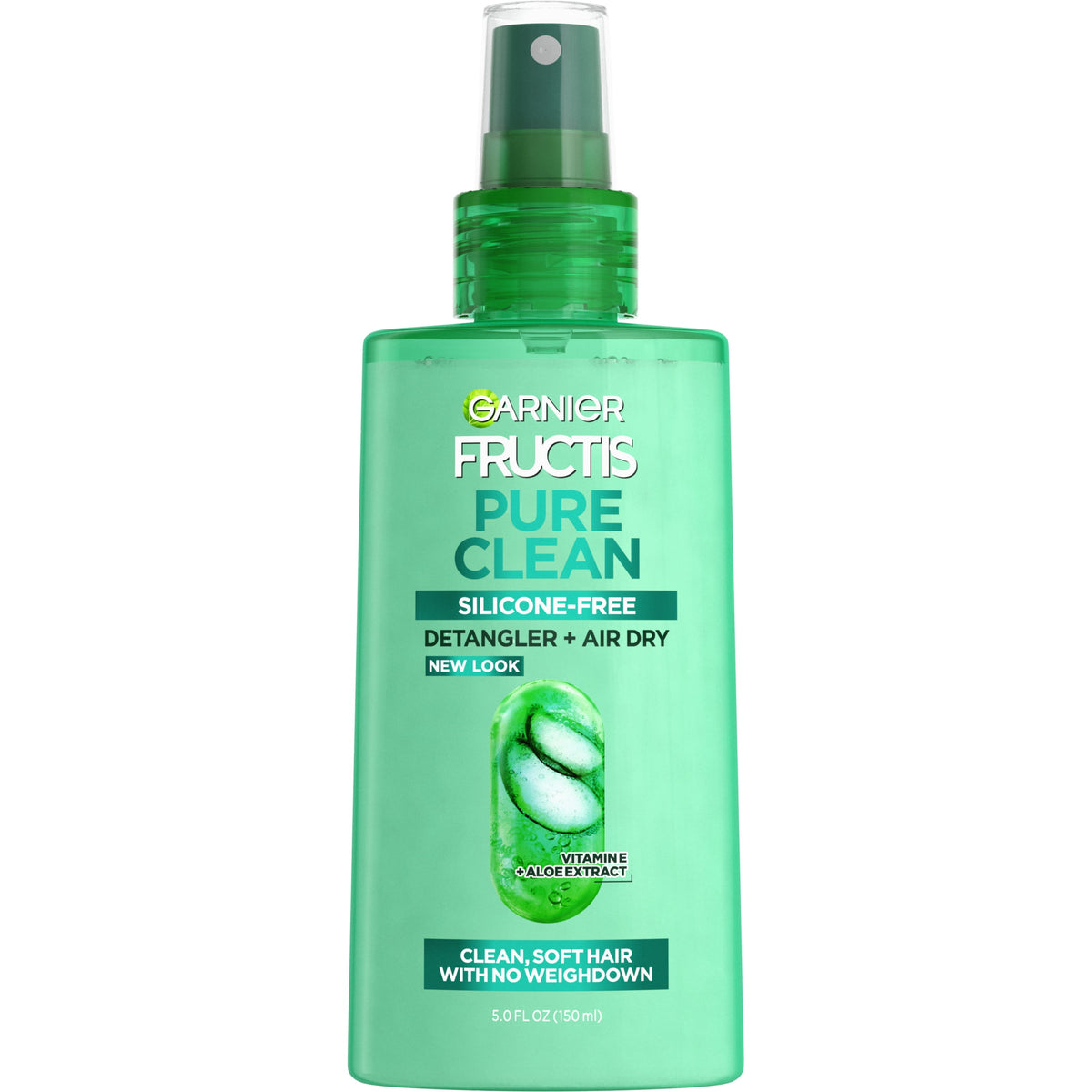 Garnier Fructis Pure Clean Air Dry Detangler Spray Anti-Frizz Leave-In Aloe 5 fl oz, All Hair Types
