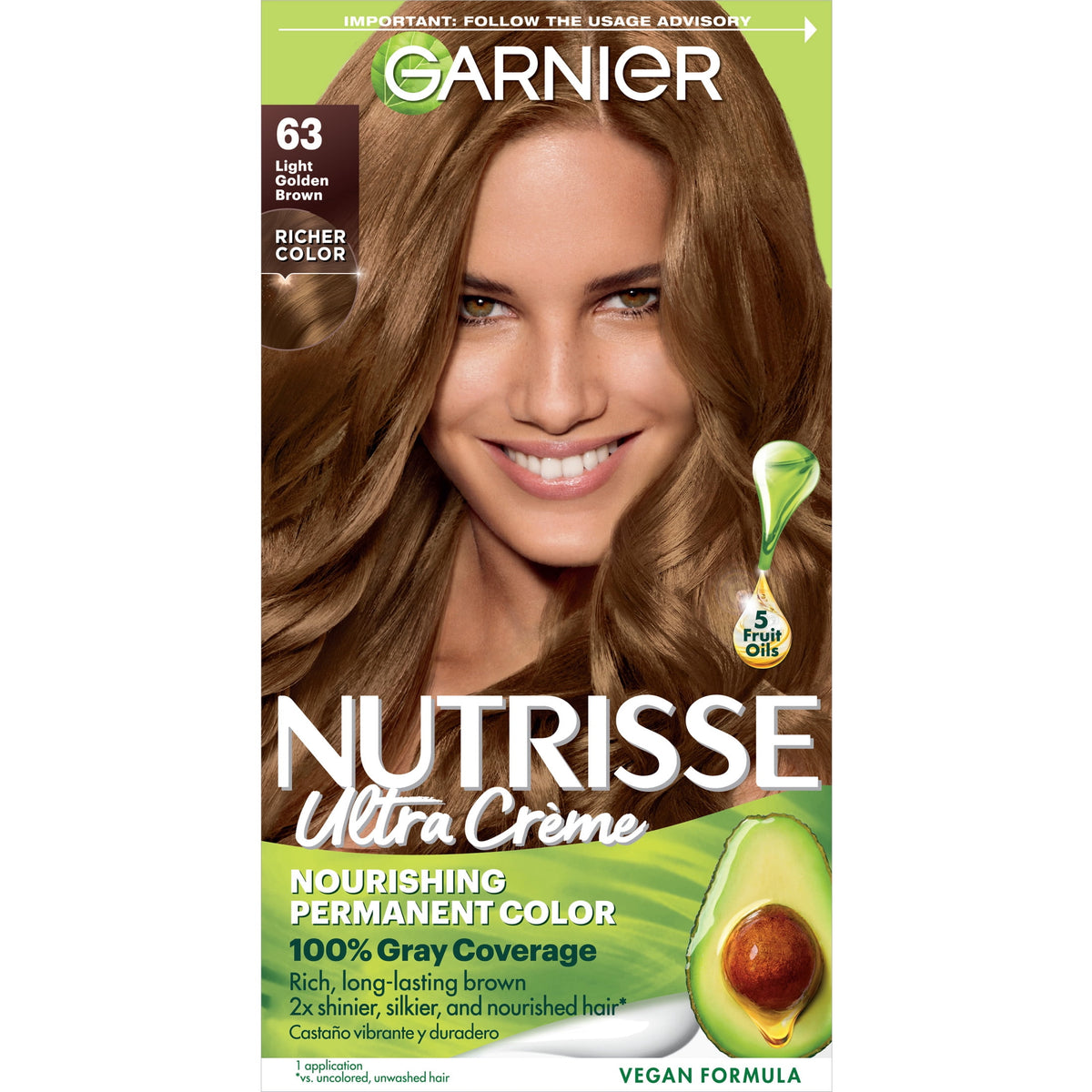 Garnier Nutrisse Nourishing Adult Hair Color Creme, 063 Light Golden Brown Brown Sugar