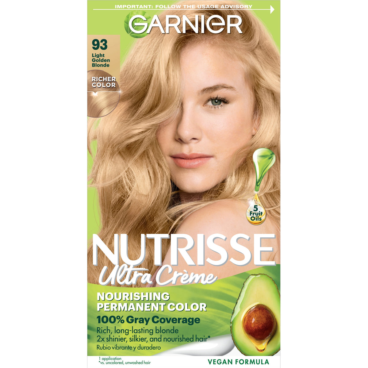 Garnier Nutrisse Nourishing Hair Color Creme, 093 Light Golden Blonde Honey Butter