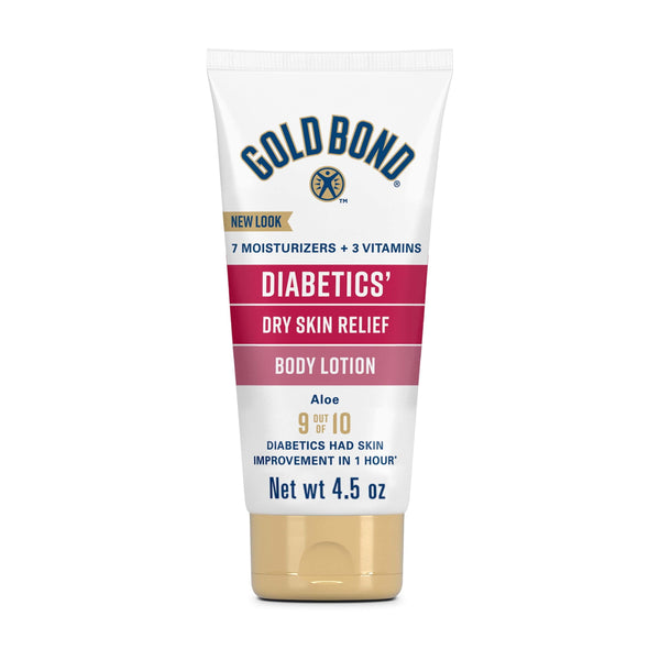 Gold Bond Diabetic Body Lotion, Dry Skin Relief with Vitamin E & Aloe to Soothe and Moisturize Flaky, Rough Skin, 4.5 oz