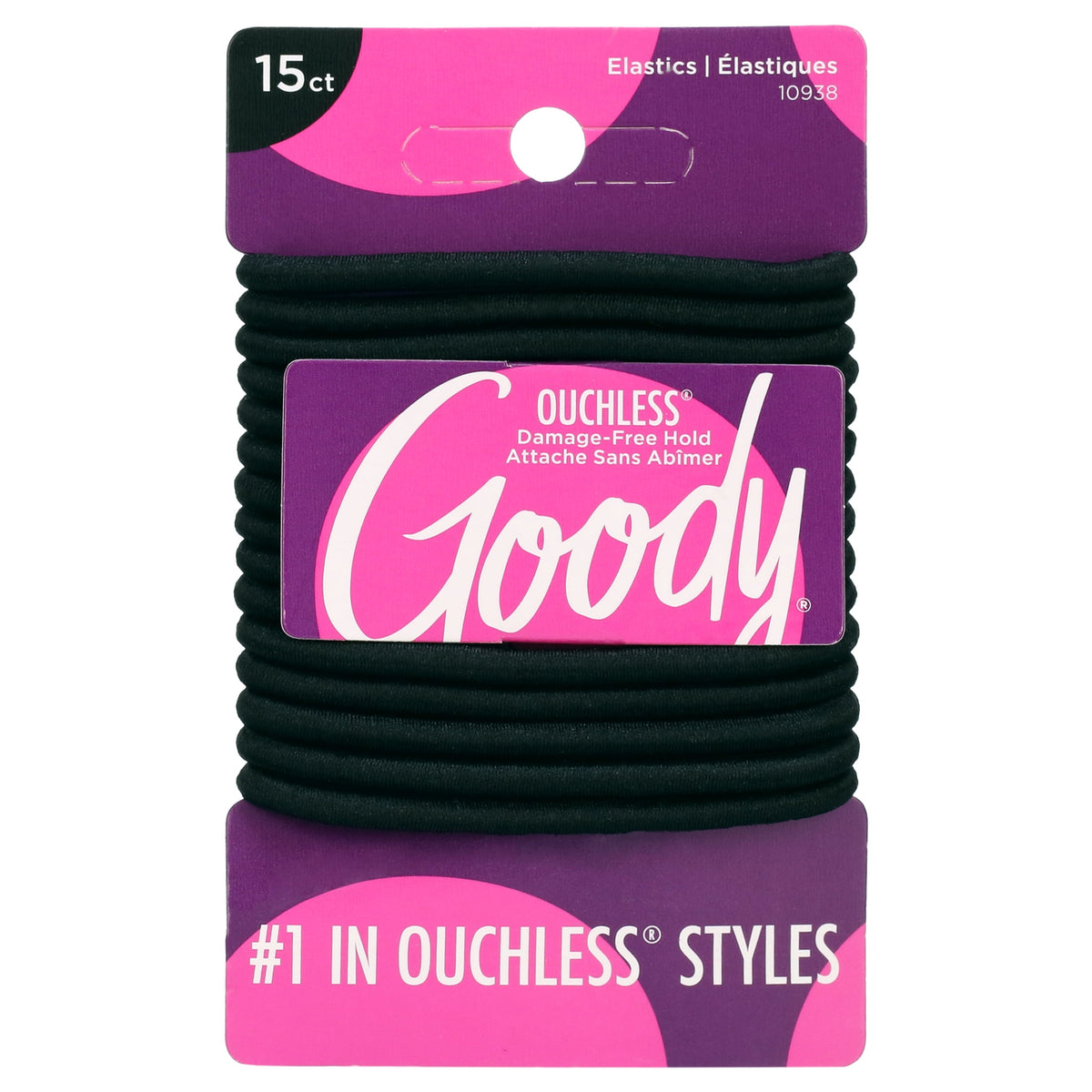 Goody No Damage Braided Design Hair Elastics Black 15 Count