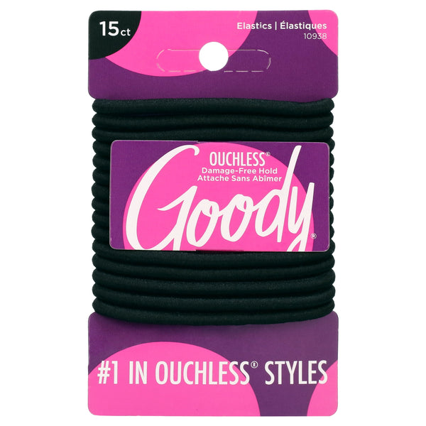 Goody No Damage Braided Design Hair Elastics Black 15 Count