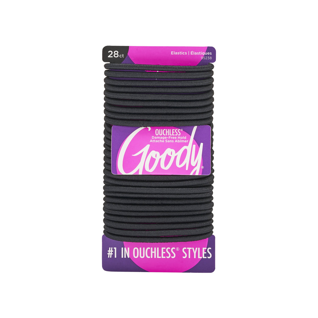 Goody Ouchless Braided Hair Elastics, Classic Black, 28 Count