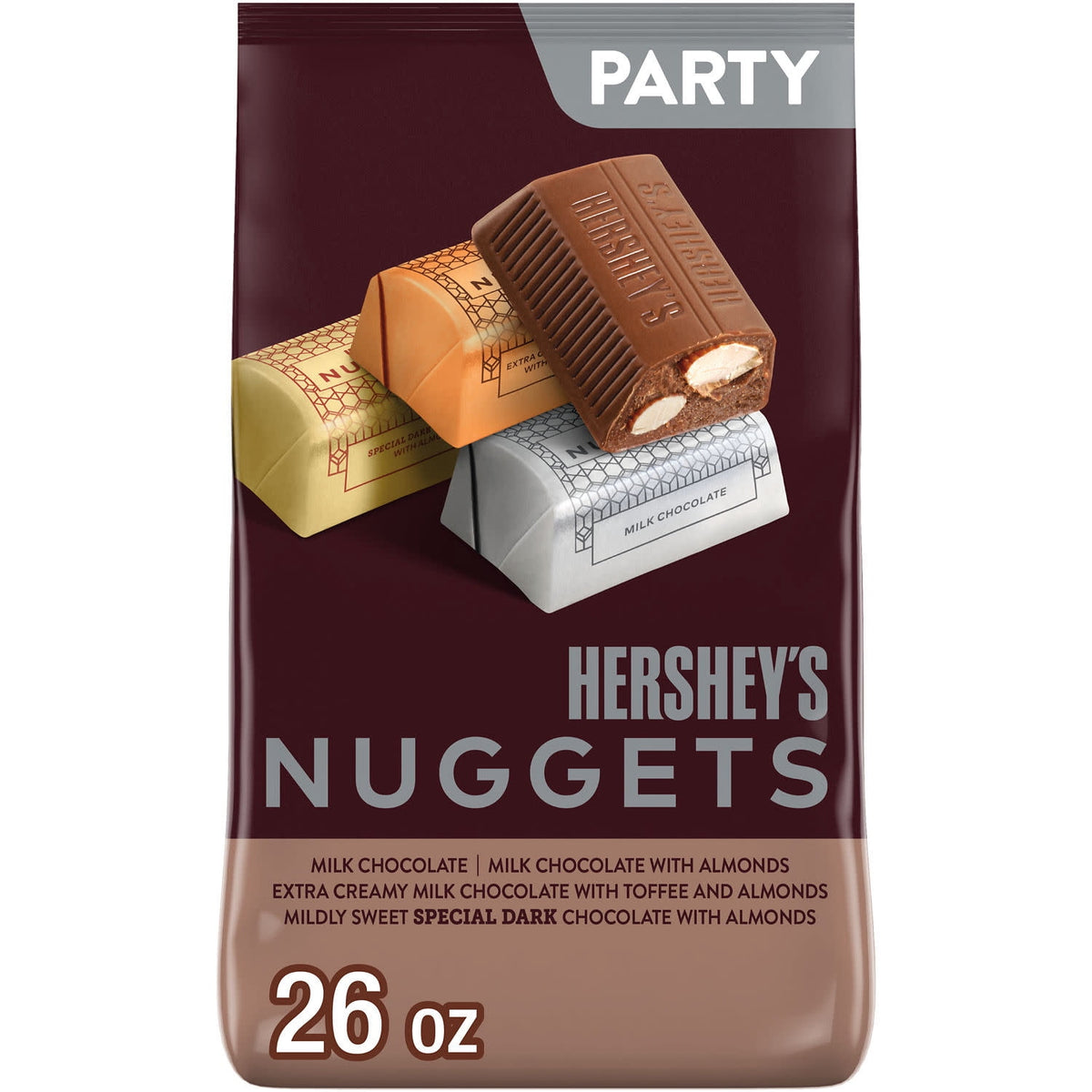 Hershey's Nuggets Assorted Chocolate Candy, Variety Party Pack, 26 oz