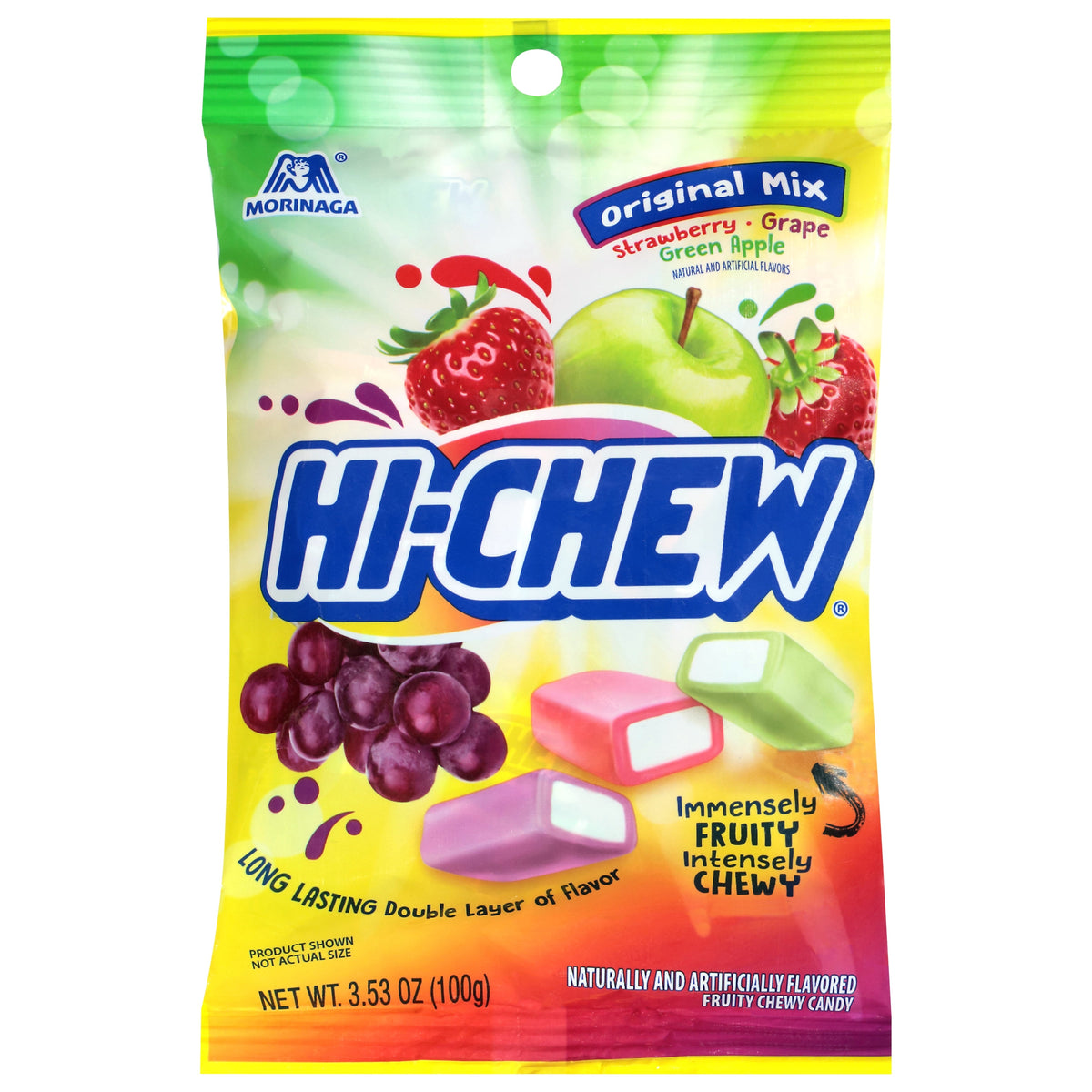 HI-CHEW Bag Original Mix 3.53oz (Assorted Mix of Strawberry, Grape, and Green Apple)