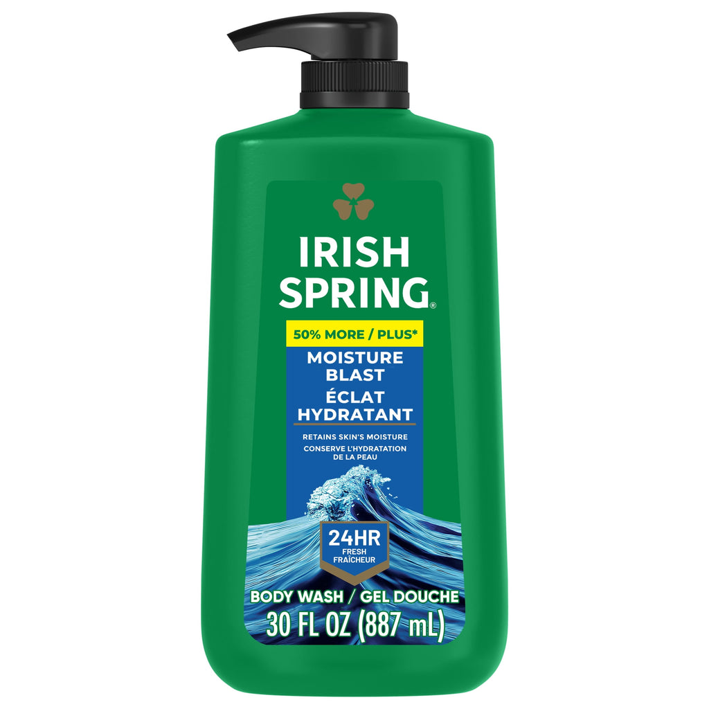 Irish Spring Body Wash for Men, Moisture Blast Body Wash Pump, 30 Oz