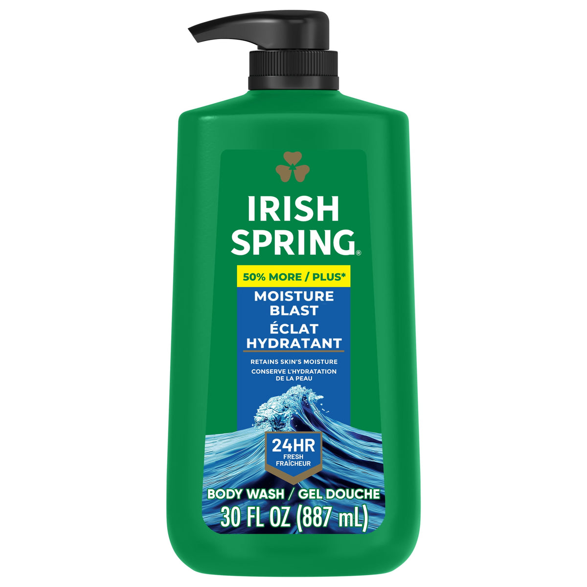 Irish Spring Body Wash for Men, Moisture Blast Body Wash Pump, 30 Oz