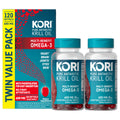 Kori Krill Superior Absorption Vs Fish Oil, Omega-3 Supplement for Heart, Brain, Joint, Eye, Skin & Immune Health, Softgels, 120 Count, Twin Pack