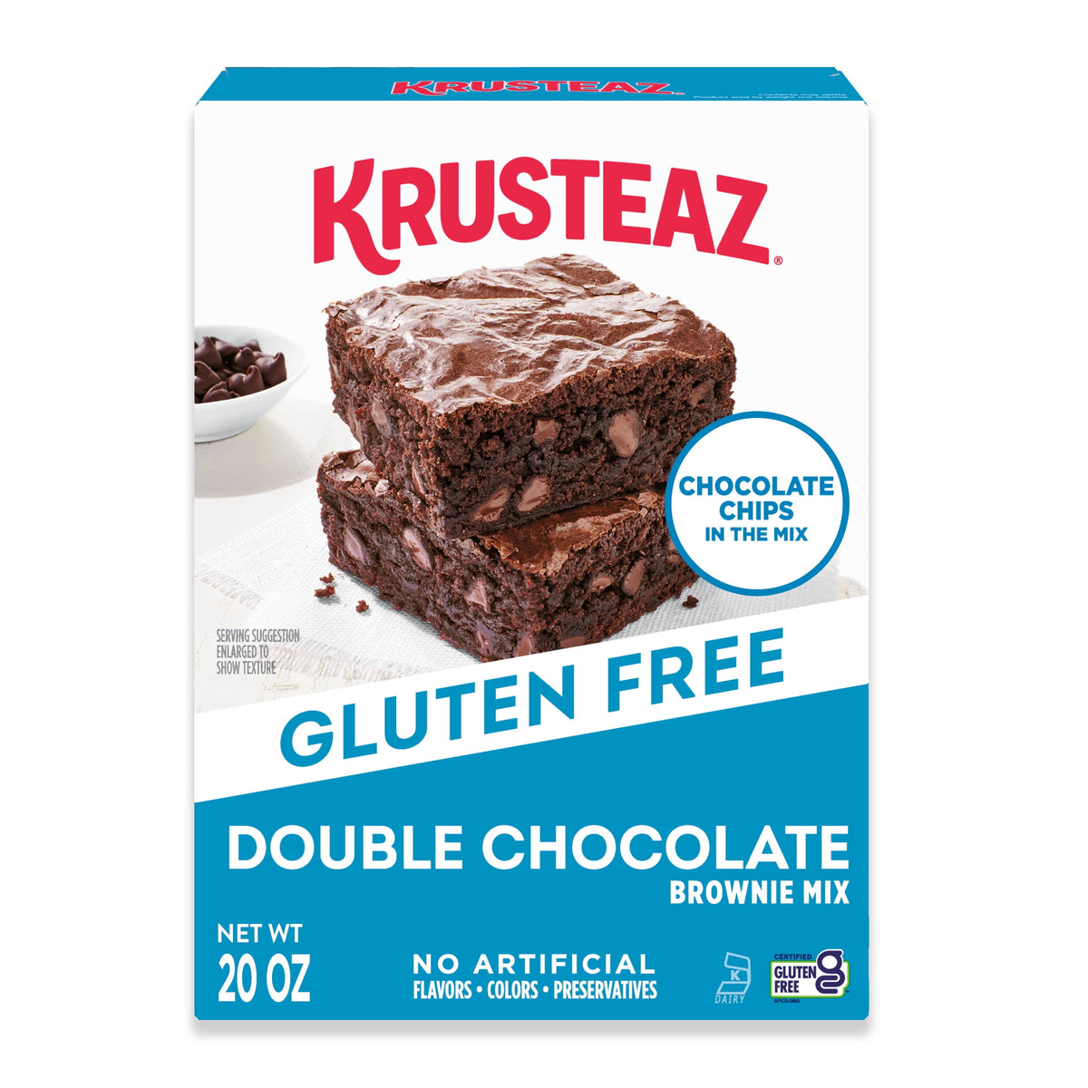 Krusteaz Gluten Free Double Chocolate Brownie Mix, Chocolate Chips Included, Gluten Free Brownie Mix, 20 oz Box
