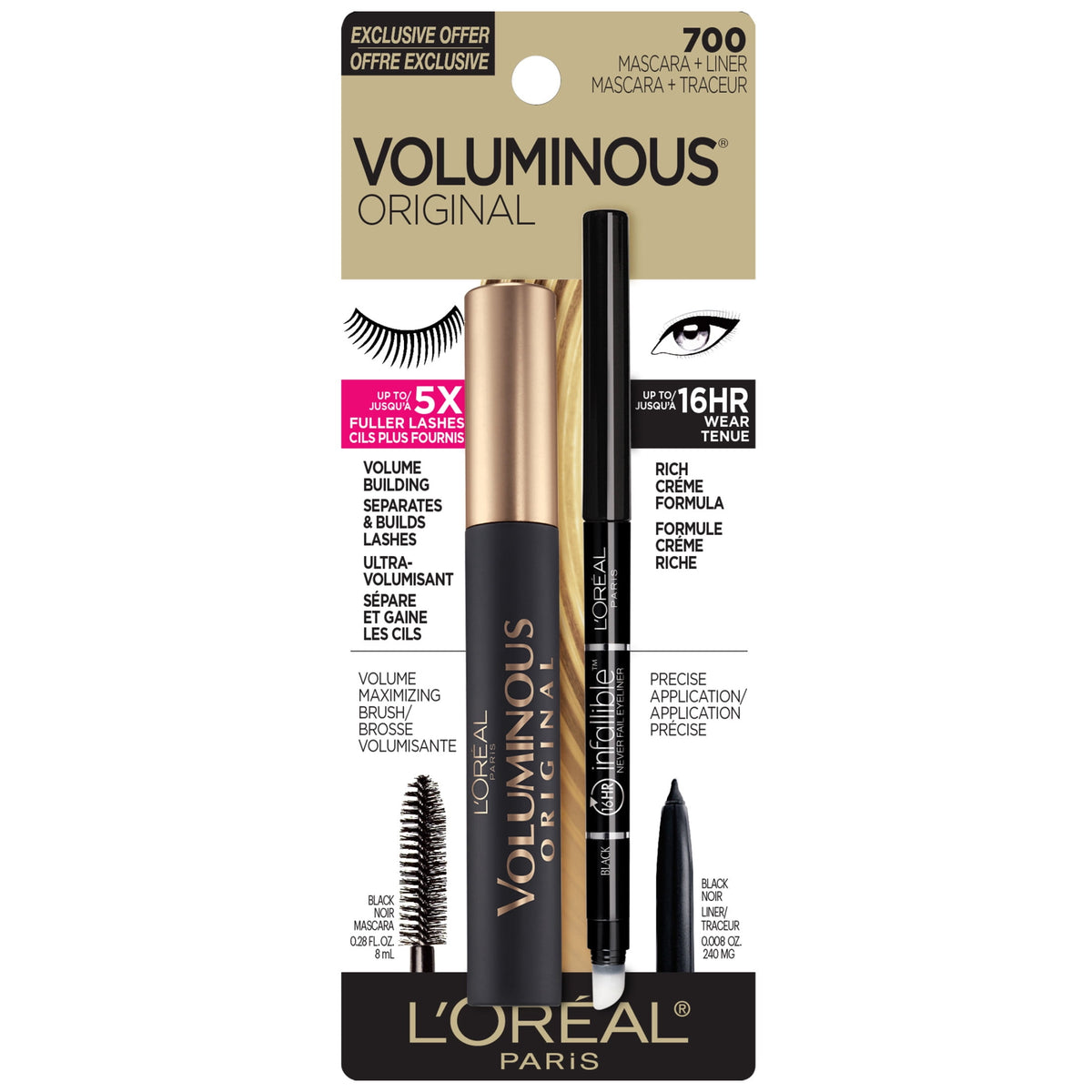 L'Oreal Paris On-The-Go Eye Kit Voluminous Mascara Stocking Stuffer for Adults