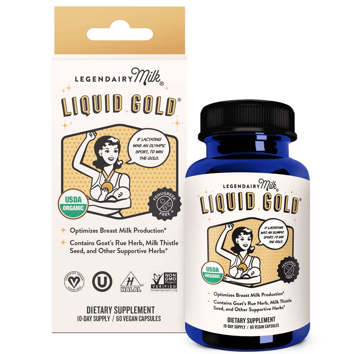 Legendairy Milk Liquid Gold, Lactation Supplement for Increased Milk Production, 60 Count