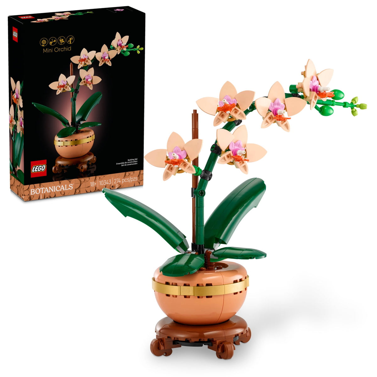 LEGO Botanicals Mini Orchid Building Set 10343, Artificial Plant Home Decor for Adults 18+