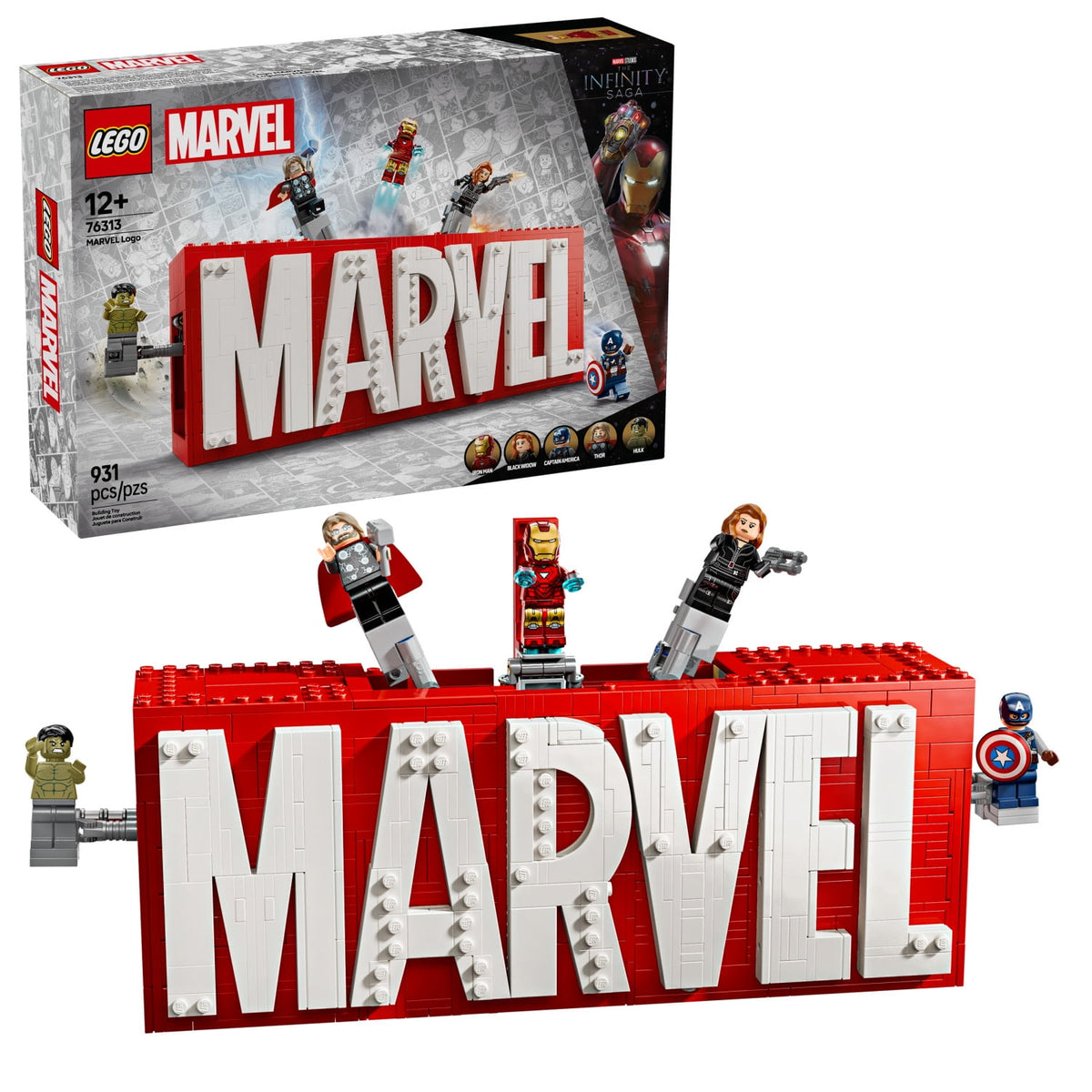 LEGO Marvel Logo & Minifigures Building Set 76313, 931 Pieces, 5 Minifigures, Ages 12+