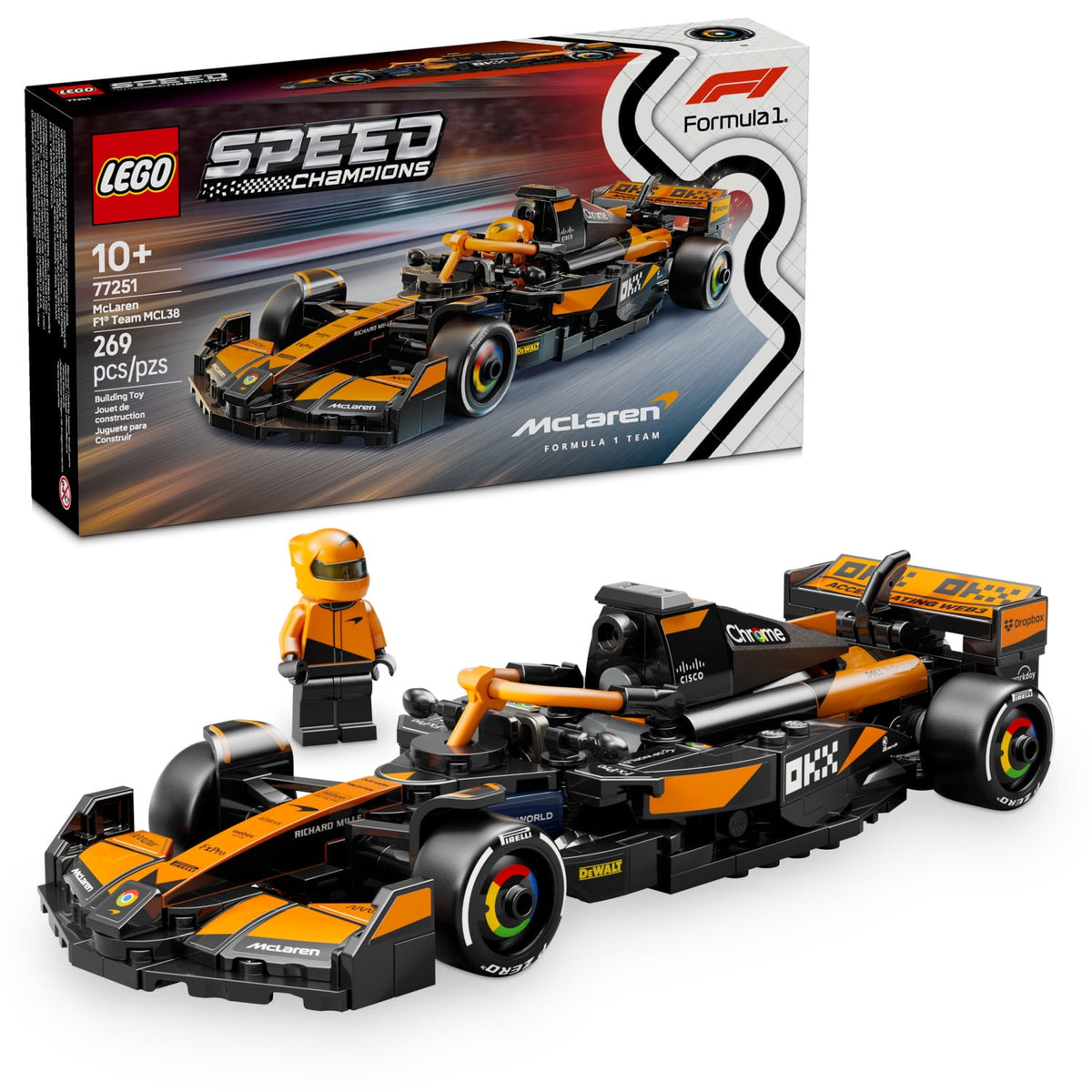 LEGO Speed Champions McLaren F1 Team MCL38 Race Car Building Set 77251, 269 Pieces, Ages 10+