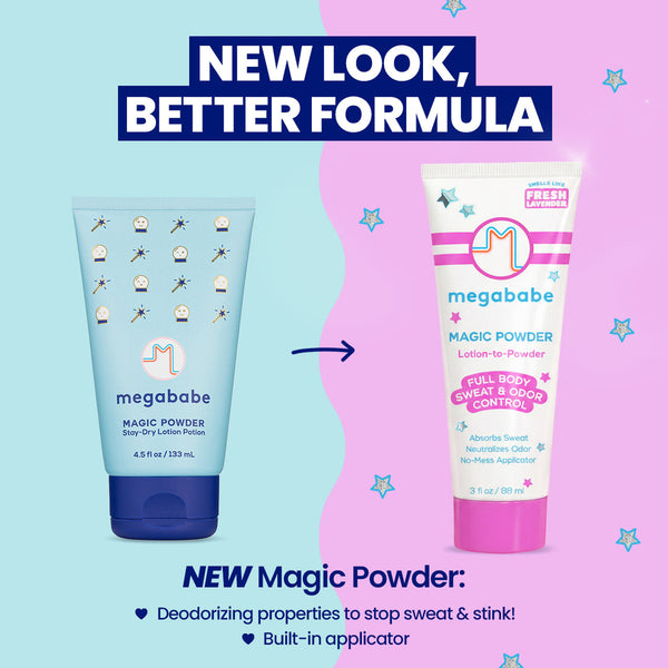 Megababe Sweat & Odor Absorbing Lotion - Magic Powder Stay-Dry Lotion to Powder, 3 fl oz