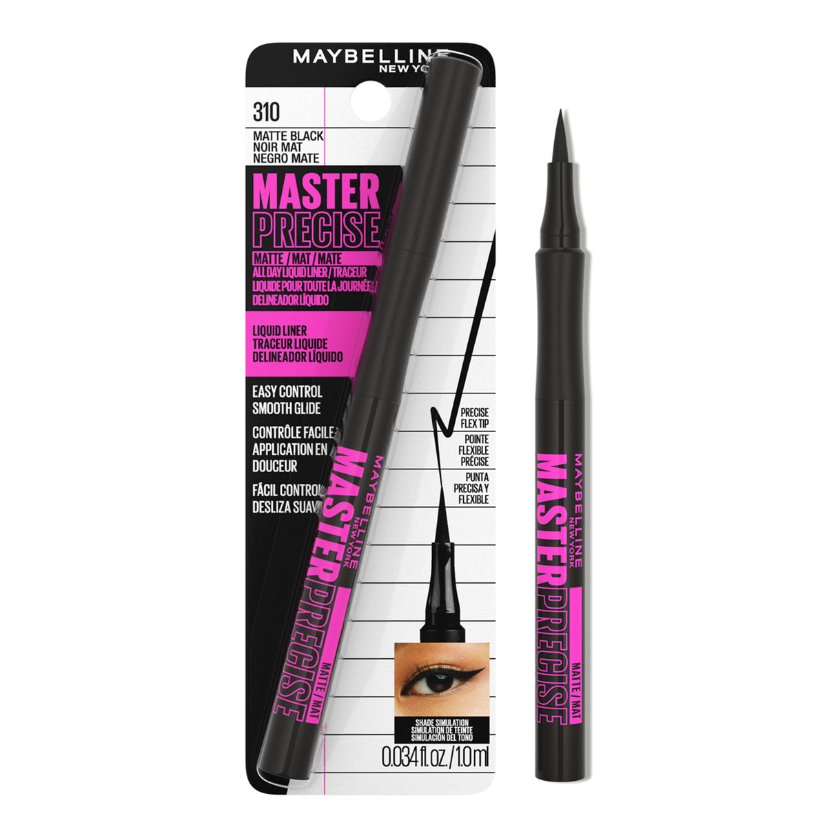 Maybelline EyeStudio Master Precise All Day Liquid Eyeliner Makeup, Matte Black