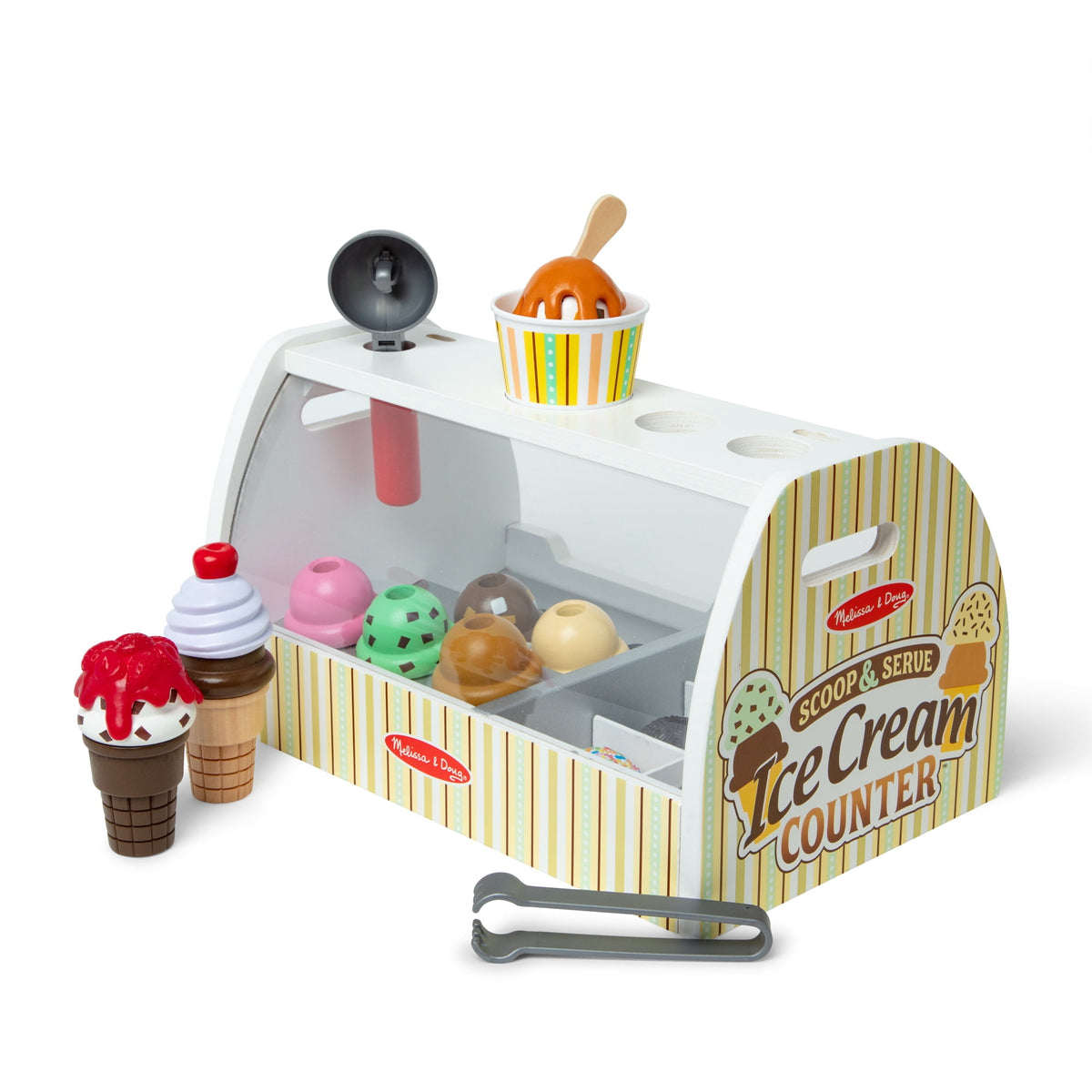 Melissa & Doug Wooden Scoop & Serve Ice Cream Counter Play Food Child Multicolor Wood 28 Piece