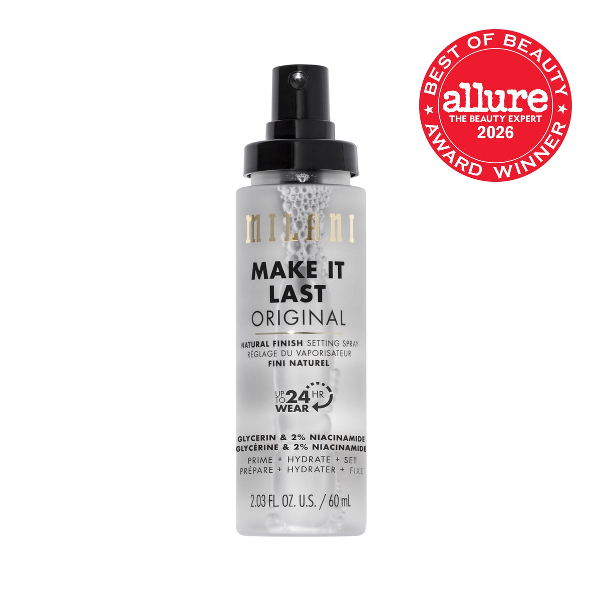 Milani Make It Last Setting Spray, Prime + Correct + Set, Natural Finish, 2.03 fl oz