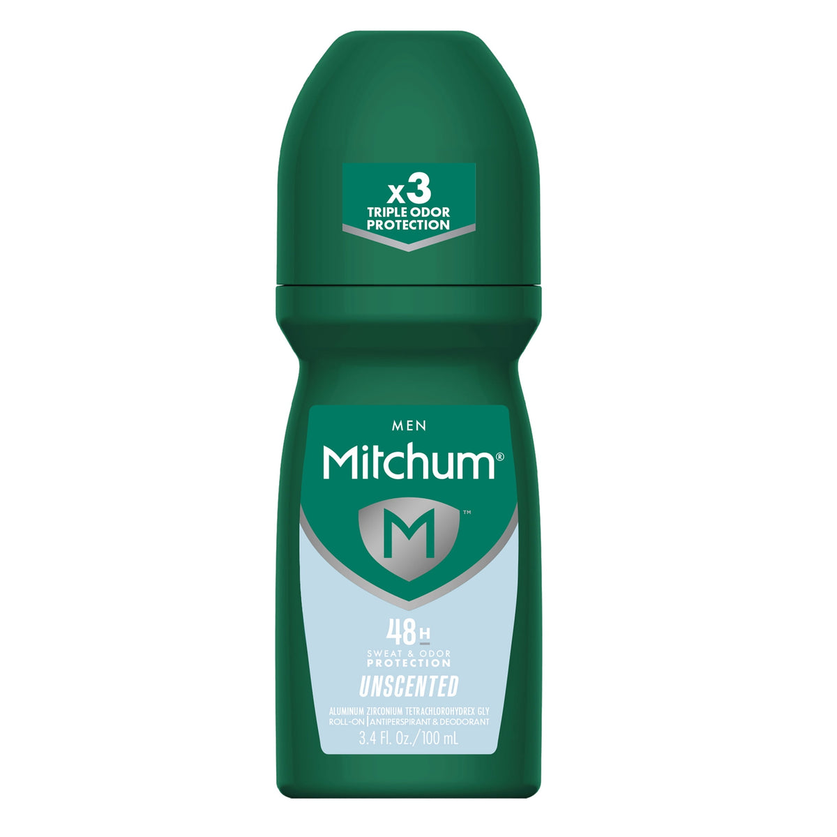 Mitchum Men’s Triple Odor Protection Antiperspirant & Deodorant Roll-On, Unscented, 3.4 oz