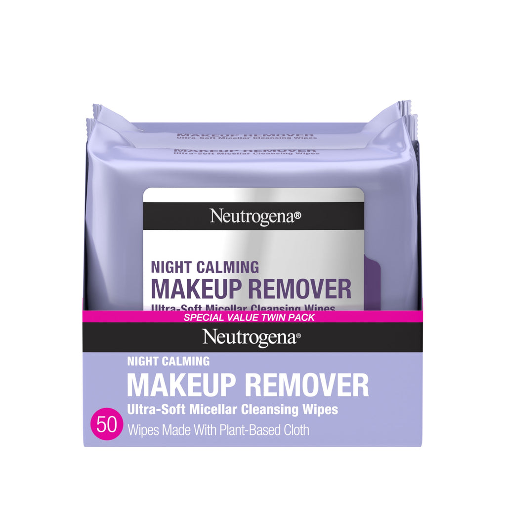 Neutrogena Makeup Remover Night Calming Wipes & Face Cleansing Towelettes, 25 Count, 2 Pack Face Wipes