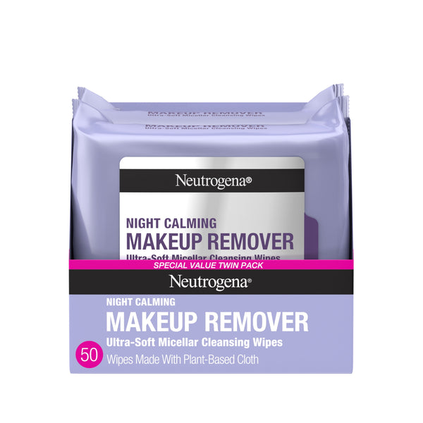 Neutrogena Makeup Remover Night Calming Wipes & Face Cleansing Towelettes, 25 Count, 2 Pack Face Wipes