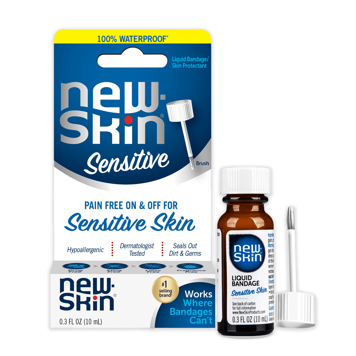 New-Skin Sensitive Skin Hypoallergenic Liquid Bandage for Minor Cuts and Scrapes, 0.3 fl oz