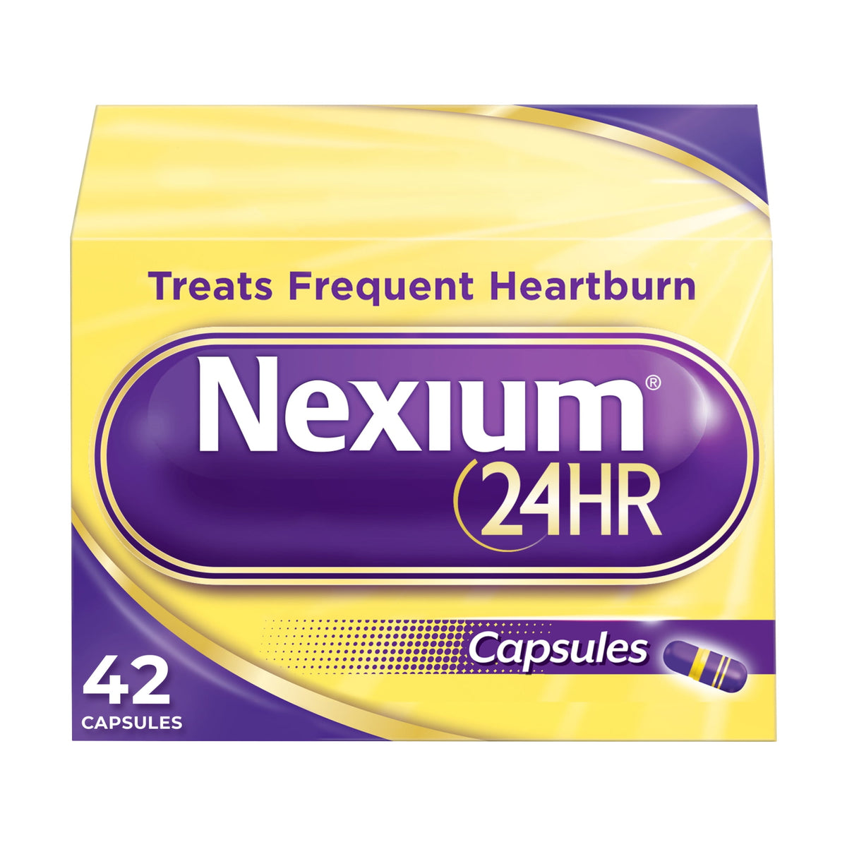 Nexium 24HR Acid Reducer Heartburn Relief Capsules for All-Day and All-Night Protection From Frequent Heartburn With Esomeprazole Magnesium, 42 Count