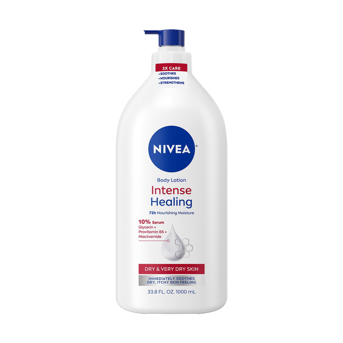 NIVEA Intense Healing Body Lotion for Very Dry and Itchy Skin, 72-Hour Moisturizer, Value Size 33.8 fl oz