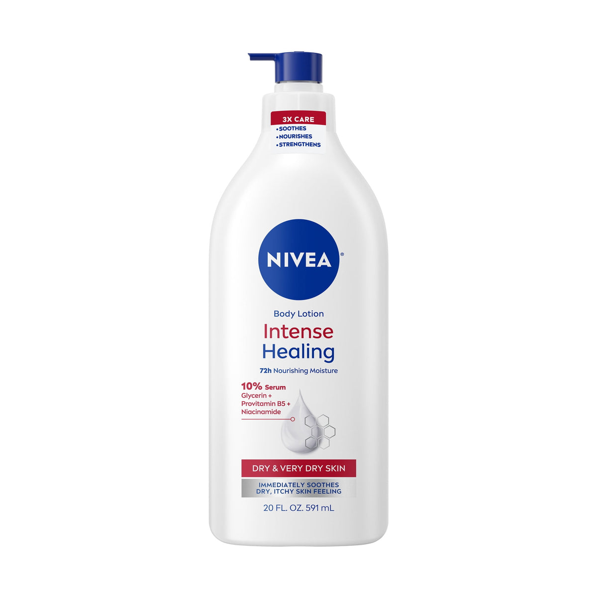 NIVEA Intense Healing Body Lotion for Very Dry and Itchy Skin, 72Hr Moisturizer, 20 fl oz
