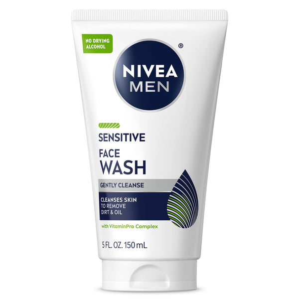 NIVEA MEN Sensitive Face Wash with VitaminPro Complex, Alcohol-Free Men's Face Wash, 5 fl oz