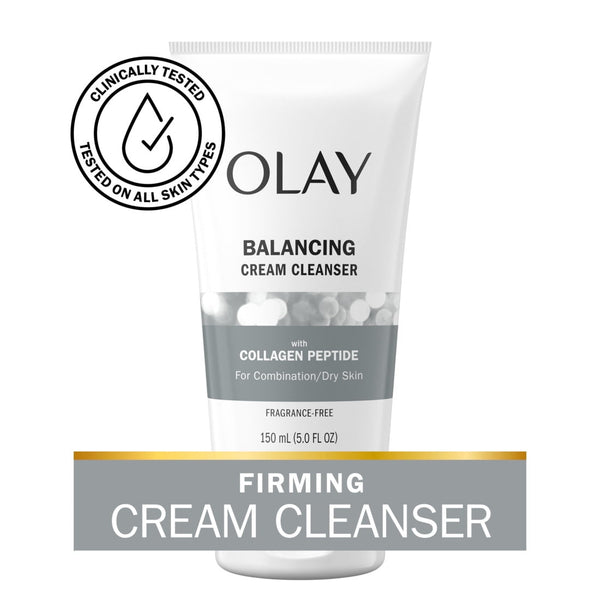 Olay Balance Collagen Peptide 24, Face Wash, Fragrance-Free, Soothes Dryness, All Skin, 5.0 fl oz