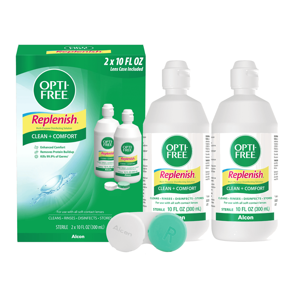 OPTI-FREE Replenish Multi-Purpose Disinfecting Contact Lens Solution, 10 fl oz, Twin Pack