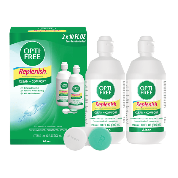 OPTI-FREE Replenish Multi-Purpose Disinfecting Contact Lens Solution, 10 fl oz, Twin Pack