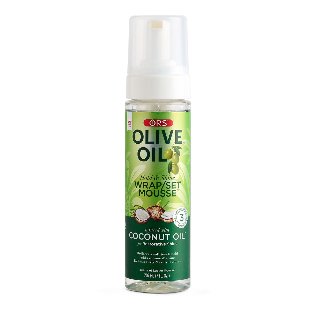 ORS Olive Oil Wrap/Set Mousse 7oz, All Hair Types, Defines, Soft Hold, Women, Shine Enhancing