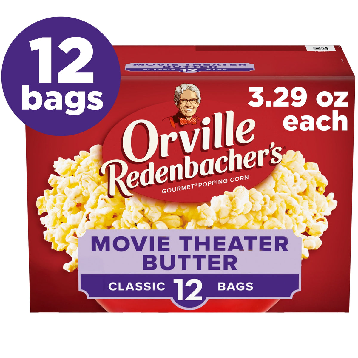 Orville Redenbacher’s Microwave Popcorn Value Size, Movie Theater Butter Flavor, 3.29 oz., 12-Count