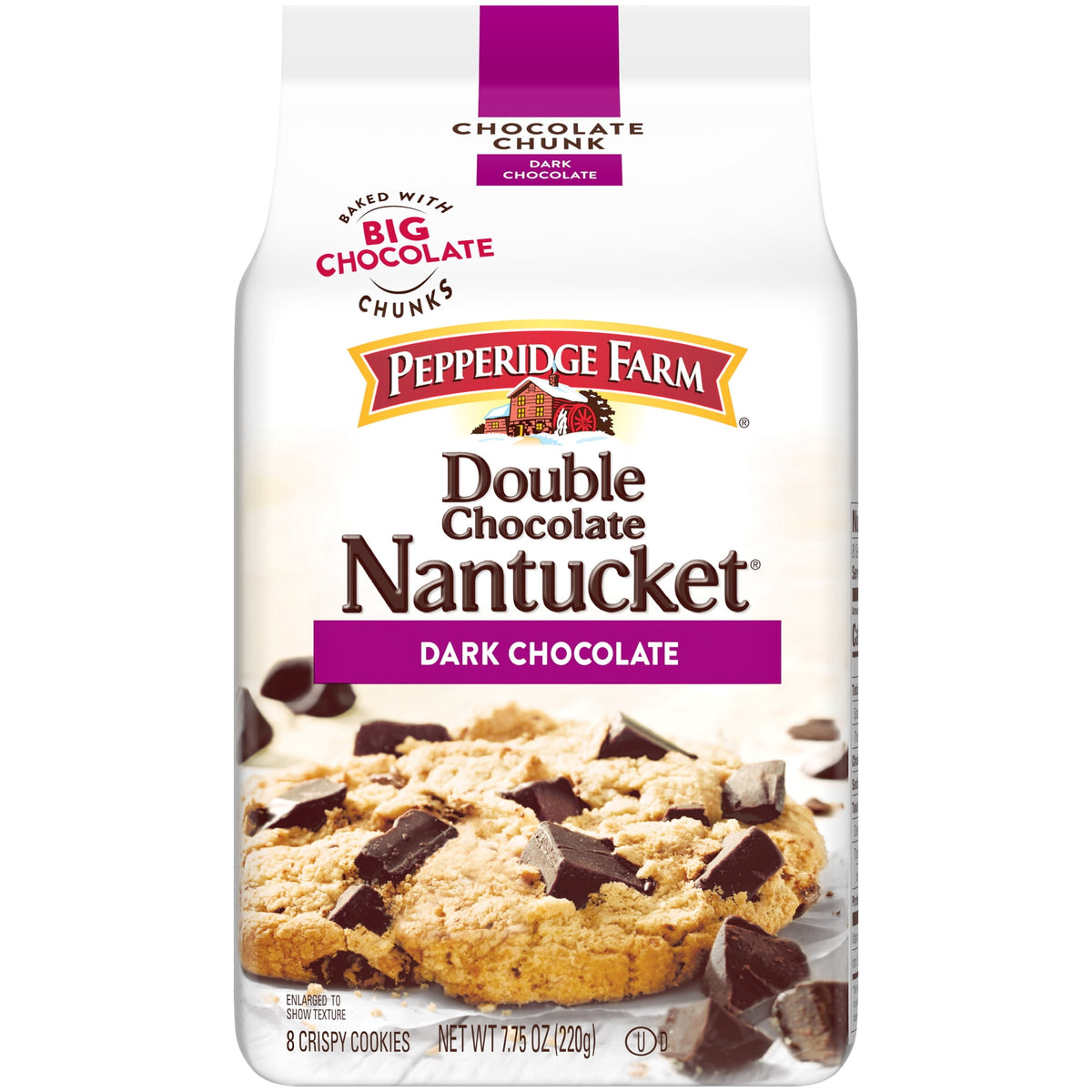 Pepperidge Farm Nantucket Double Dark Chocolate Chunk Cookies, 7.75 oz Bag