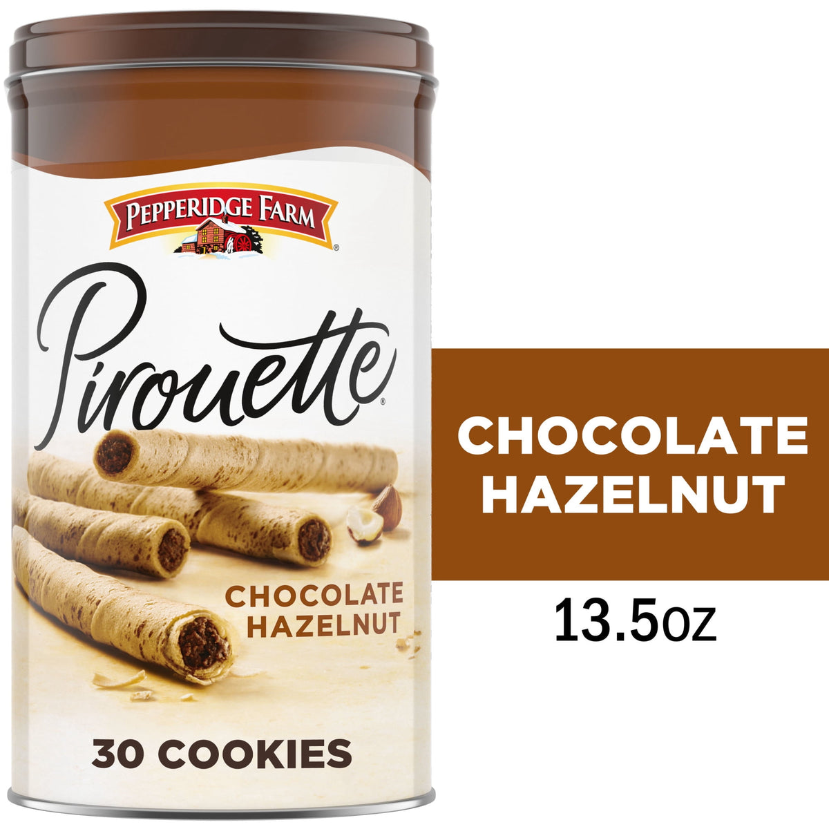 Pepperidge Farm Pirouette Cookies, Chocolate Hazelnut Créme Filled Wafers, 13.5 oz Tin