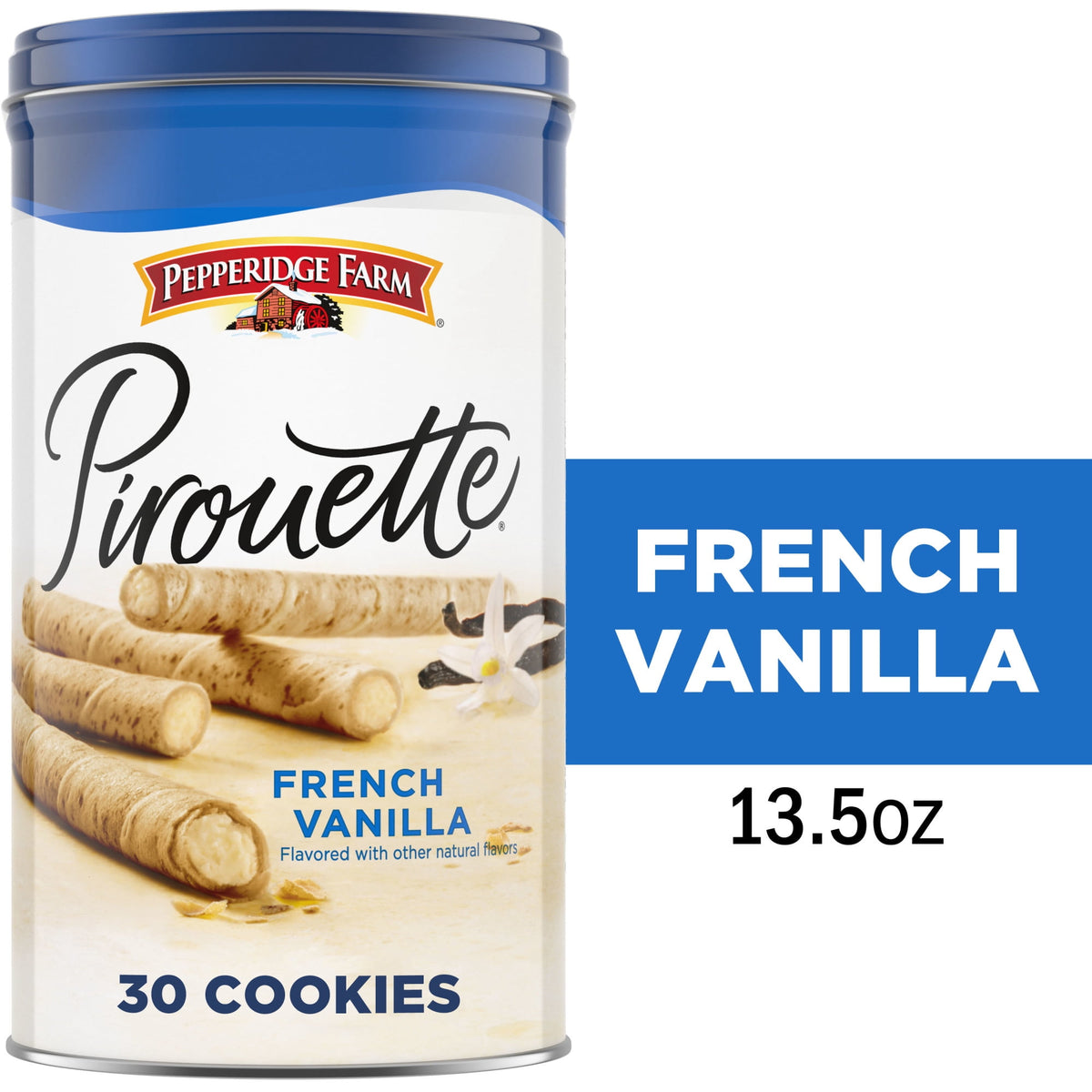 Pepperidge Farm Pirouette Cookies, French Vanilla Crème Filled Wafers, 13.5 oz Tin
