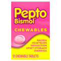 Pepto Bismol Chewable Tablets, Upset Stomach Relief, Anti Diarrheal, 12 Count