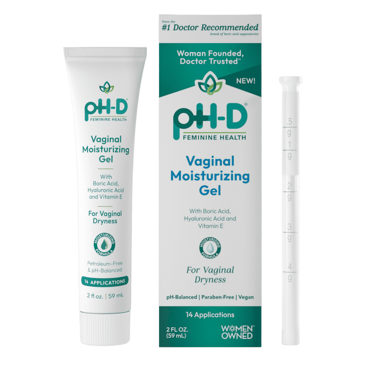 pH-D Feminine Health Moisturizing Gel with Boric Acid, 8 Applicators Included, 2 oz