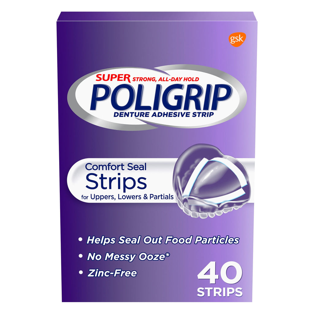 Poligrip Comfort Seal Denture and Partials Adhesive Strips, 40 Ct, for Adults