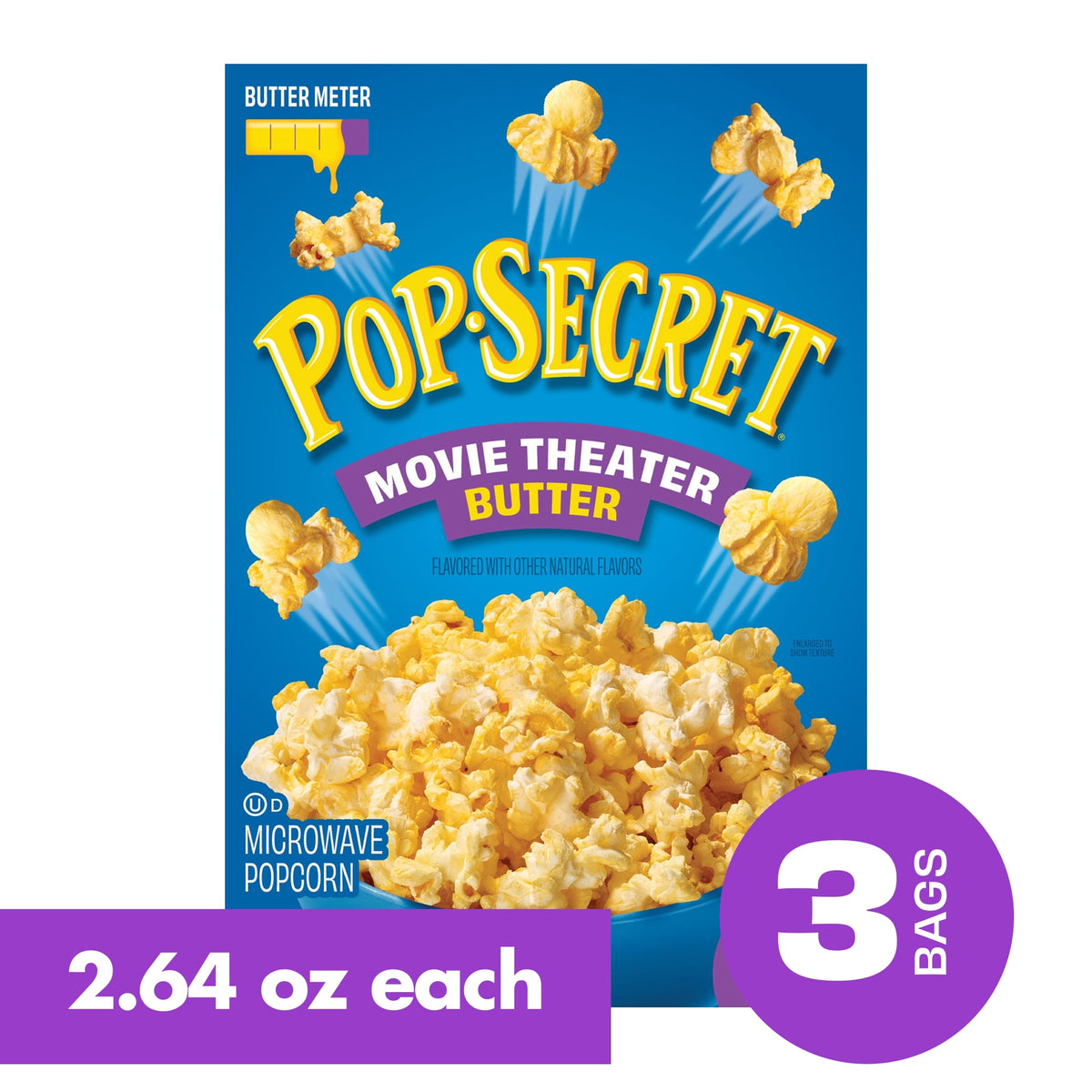 Pop Secret Microwave Popcorn, Movie Theater Butter Flavor, 3.2 oz Sharing Bags, 3 Ct