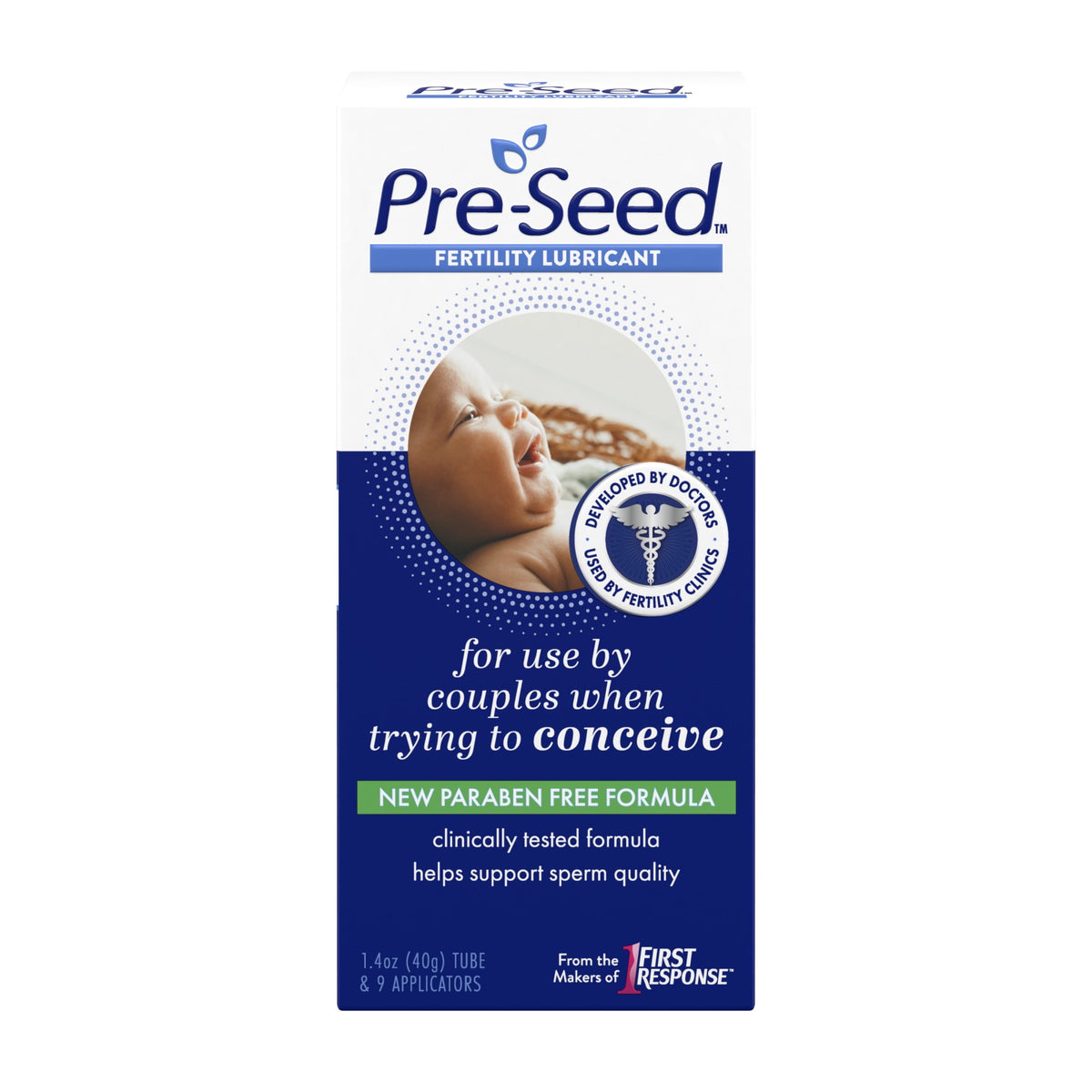 Pre-Seed Fertility Lubricant with 9 Applicators, 1.4 oz Tube for Couples Conceiving