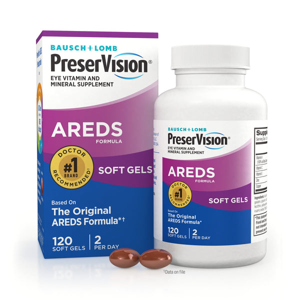 PreserVision AREDS Eye Vitamins and Minerals with Beta Carotene Softgels, 120 Count