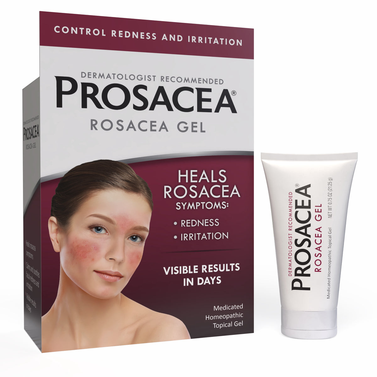 Prosacea Gel for Rosacea Redness, Pimples, and Irritation, Sulphur 1x, 0.75 oz Tube