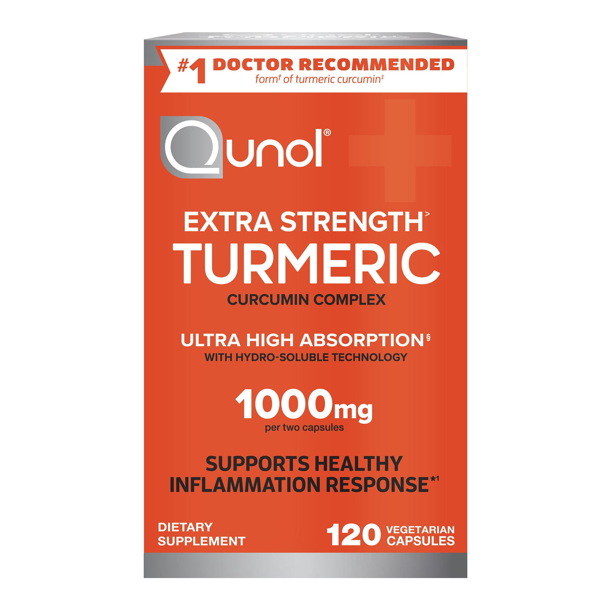 Qunol Turmeric Capsules, 1000mg, Ultra High Absorption, Joint Support Herbal Supplement, 120 Count