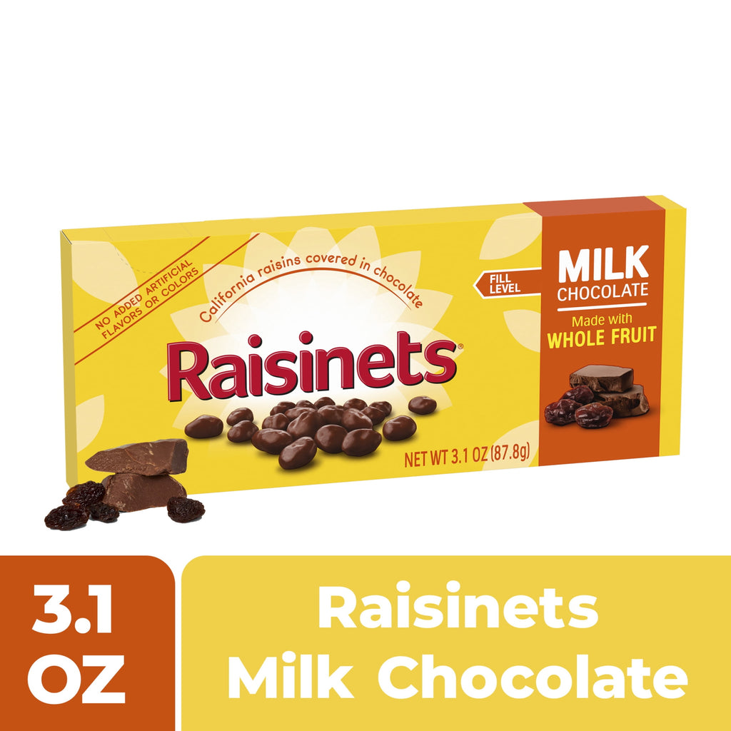 Raisinets Milk Chocolate Covered Raisins, Gluten-free California Movie Theater Candy Box, 2.8 oz